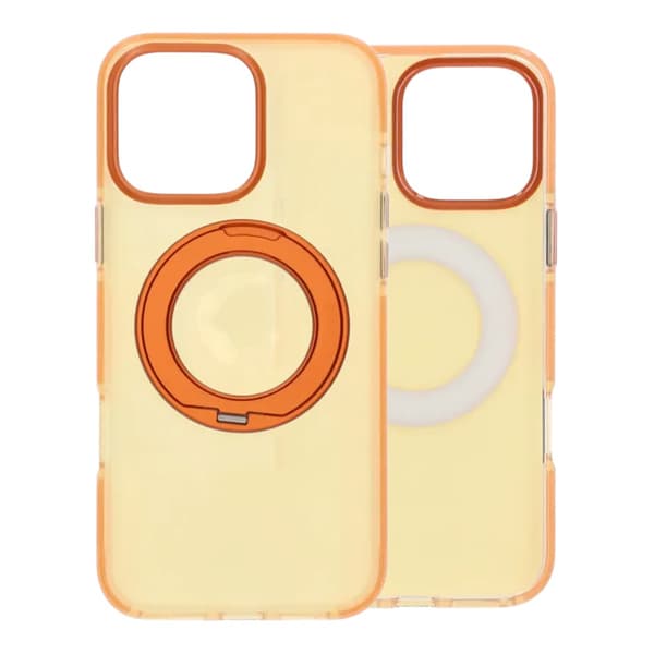 Iridescent Shockproof Case with 360 degree Rotatable Kickstand For iPhone 16 Pro Orange