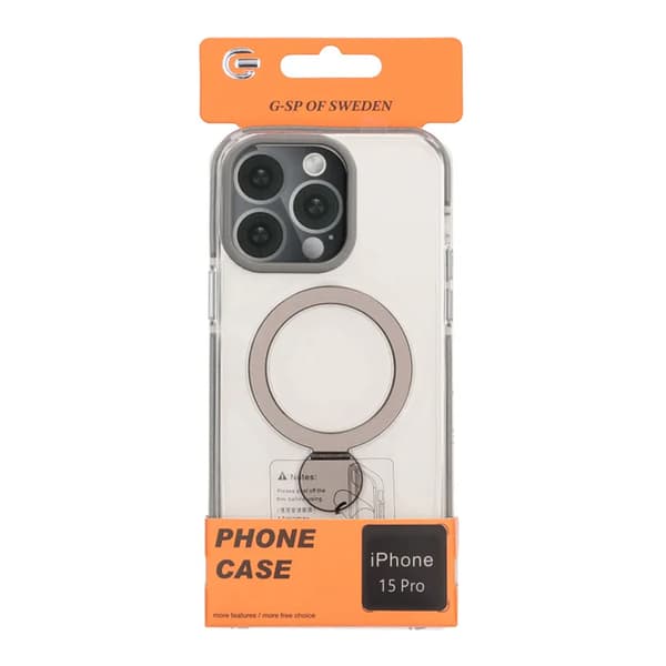 Pindun 360°Rotating Stand Magnetic Case For iPhone 15 Pro Gray