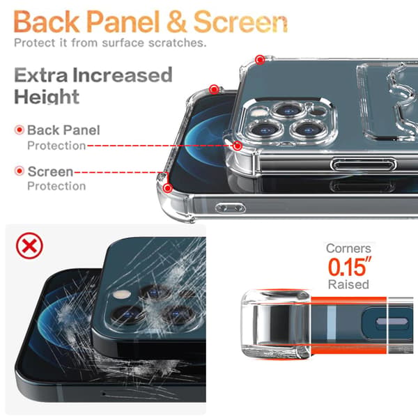 Shockproof Case with Card Holder iPhone 13 - Transparent