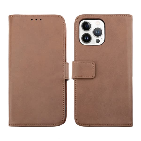 iPhone 14 Pro Max Plånboksfodral Läder Rvelon - Brun
