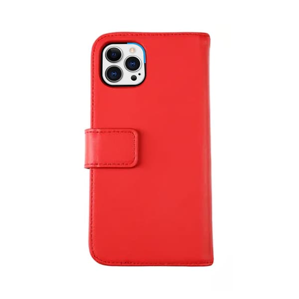 iPhone 12 Pro Max Plånboksfodral Läder Rvelon - Röd