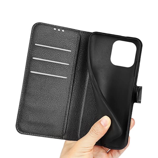 iPhone 14 Plus Wallet Case with Stand - Black