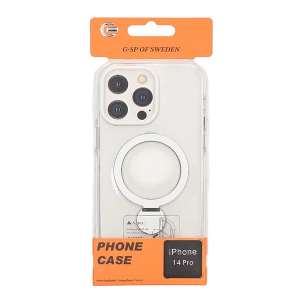 Pindun 360°Rotating Stand Magnetic Case For iPhone 14 Pro White