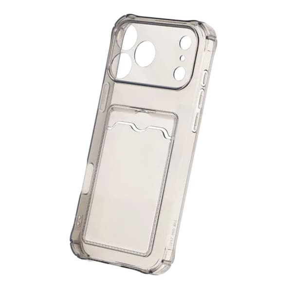 Shockproof Phone Case with Card Holder for iPhone 17 Pro Max - Black