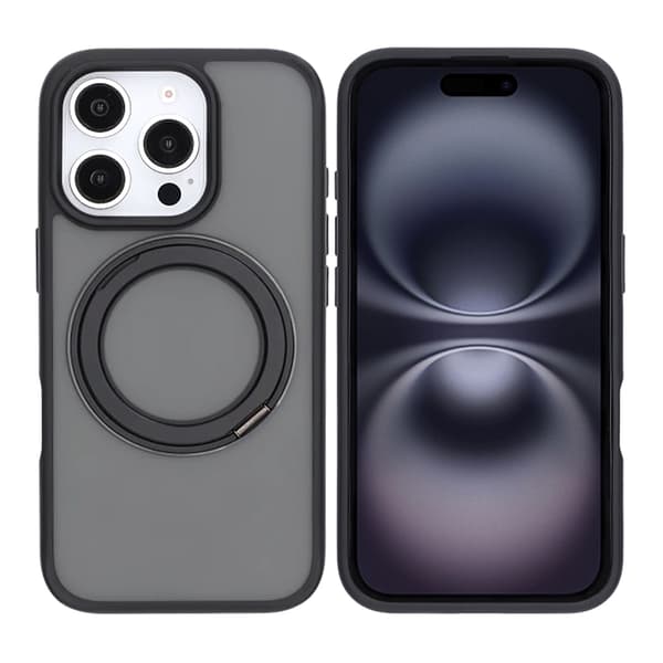Matte case 360 rotating bracket Mobile Phone Case For iPhone 16 Pro Black