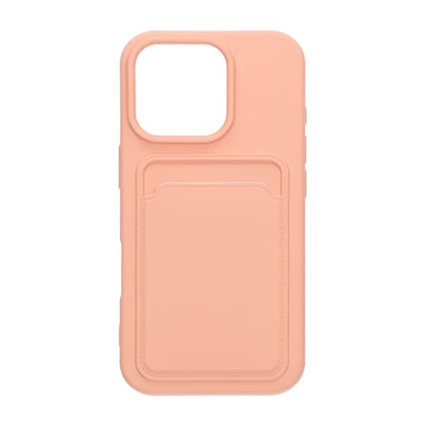 Mobilskal iPhone 16 Pro Silikon med Korthållare - Rosa