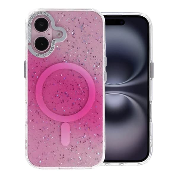 Glitter Diamond Magnetic Case - iPhone 16 Pink