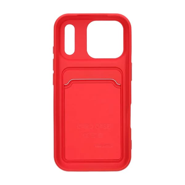 Silicone Mobile Case with Card Holder for iPhone 17 Pro - Red