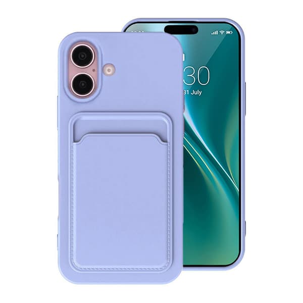 Silicone Case with Card Holder iPhone 16 - Purple