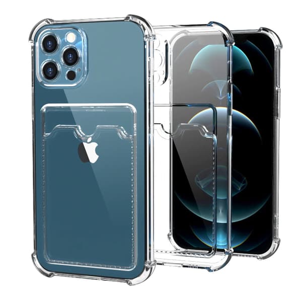 Shockproof Case with Card Holder iPhone 13 - Transparent