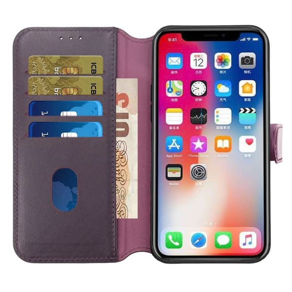iPhone 15 Plus Plånboksfodral Läder Rvelon - Lila