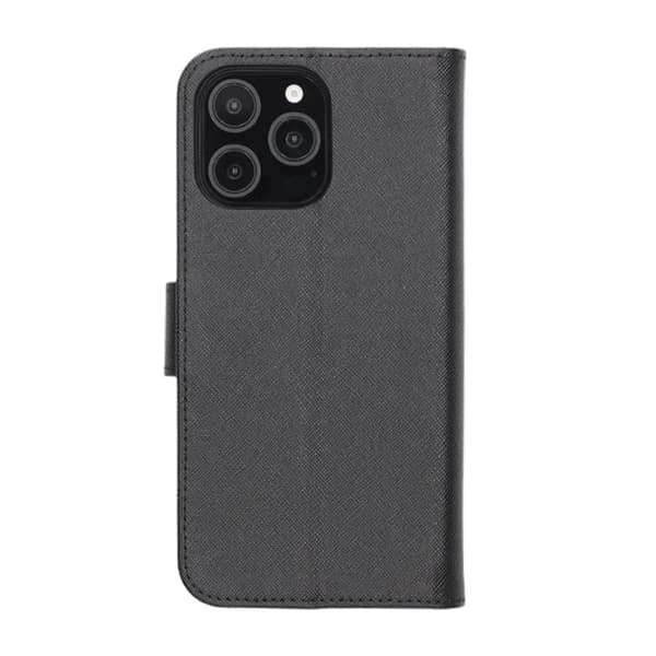 Flip Stand Leather Wallet Case For iPhone 16 Pro Black
