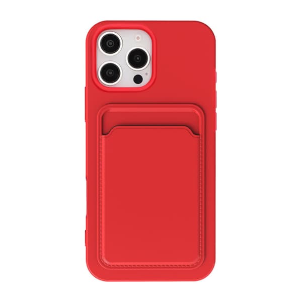 Silicone Case with Card Holder iPhone 16 Pro- Red