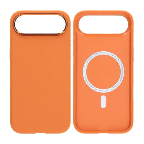 Mobilskal Konstläder med Kameraskydd för iPhone Air - Orange