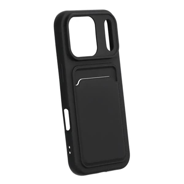 Silicone Mobile Case with Card Holder for iPhone 17 Pro - Black