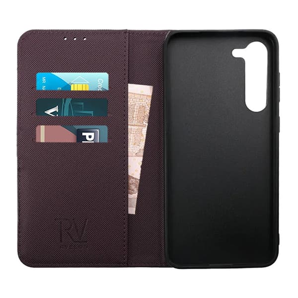 RV Magnetic Wallet Case For Galaxy S23 Plus Dark Cherry