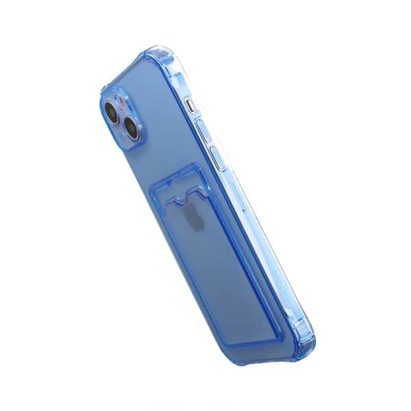 iPhone 14 Plus Shockproof Case with Card Holder - Blue