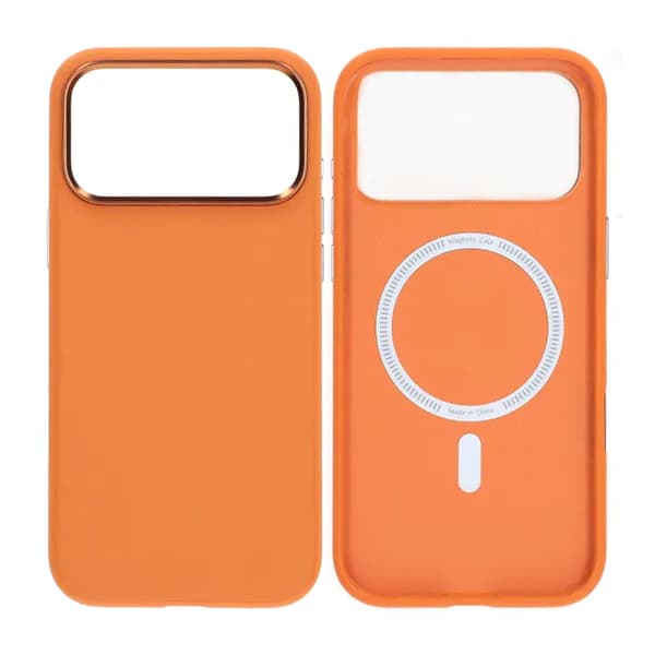 Mobile Case for iPhone 17 Pro Max - Camera Protection Orange PU Leather