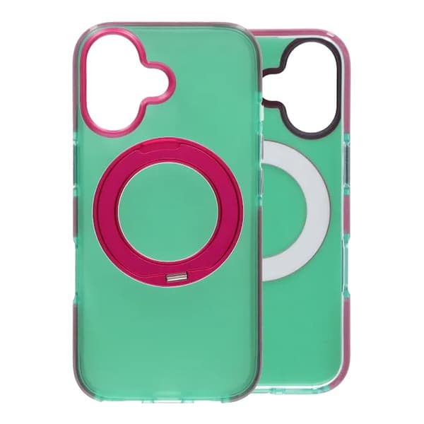 Iridescent Shockproof Case with 360-degree Rotatable Kickstand For iPhone 17 Green