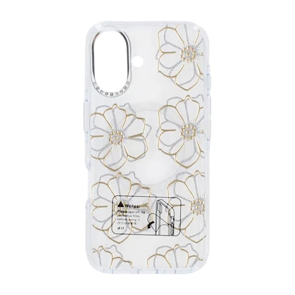 Sparkling Rhinestone Magnetic Case For iPhone 17 Big Gold Flower