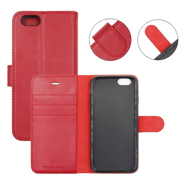 iPhone 6 and iPhone 6S Wallet Case Leather with Stand - Red