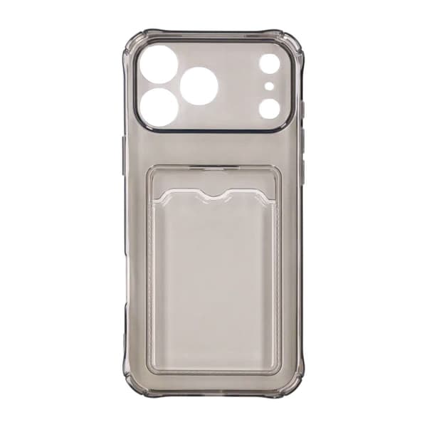 Shockproof Phone Case with Card Holder for iPhone 17 Pro Max - Black