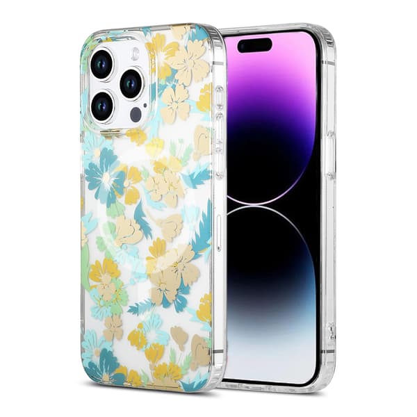 iPhone 15 Pro Case MagSafe - Flowers Turquoise