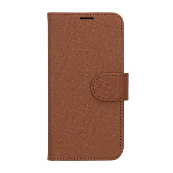 Flip Stand Leather Wallet Case For iPhone 16 Brown