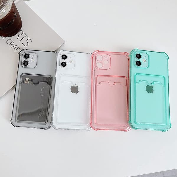 Shockproof Case with Card Holder iPhone 12 - Transparent
