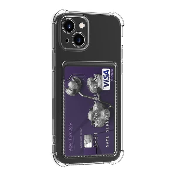 Shockproof Case with Card Holder iPhone 15 Transparent