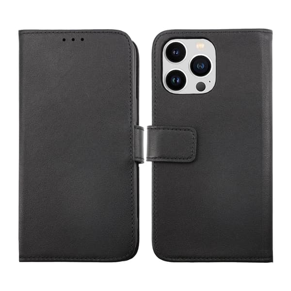 iPhone 14 Pro Max Plånboksfodral Läder Rvelon - Svart