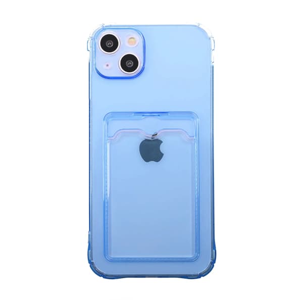 iPhone 14 Plus Shockproof Case with Card Holder - Blue