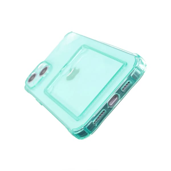 iPhone 14 Plus Shockproof Case with Card Holder - Green