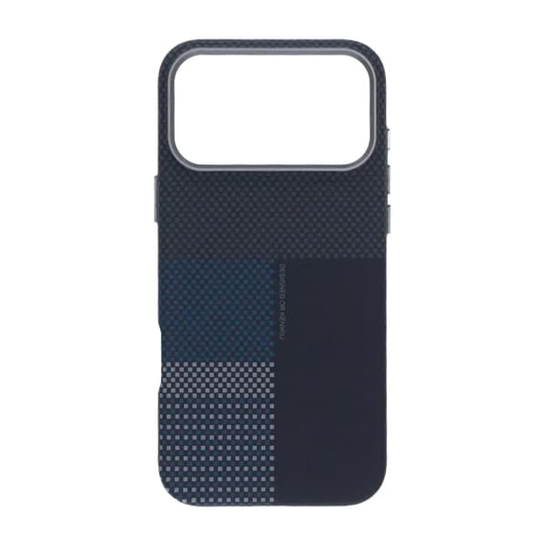 Aramid Fiber Phone Case for iPhone 17 Pro Max - Blue with Grid