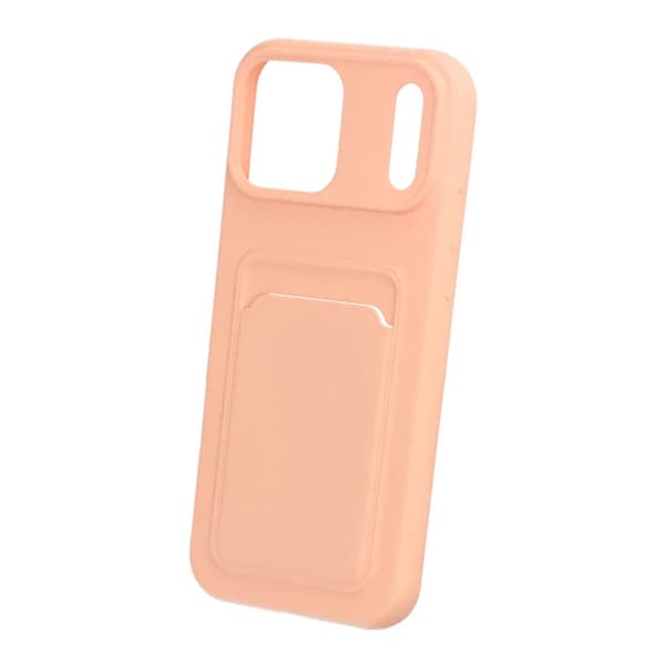 Silicone Mobile Case with Card Holder for iPhone 17 Pro - Pink