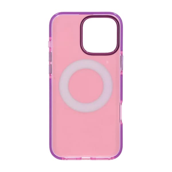 Iridescent Shockproof Case with 360 degree Rotatable Kickstand For iPhone 16 Pro Max Rose Red