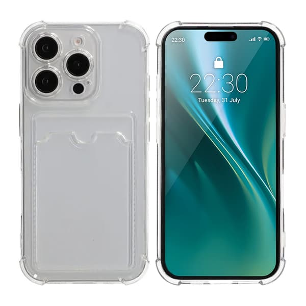 Shockproof Case with Card Holder iPhone 16 Pro Max Transparent