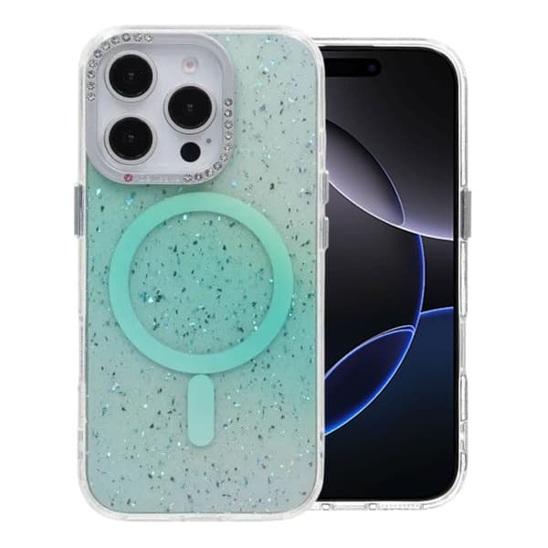 Glitter Diamond Magnetic Case - iPhone 16 Pro Green