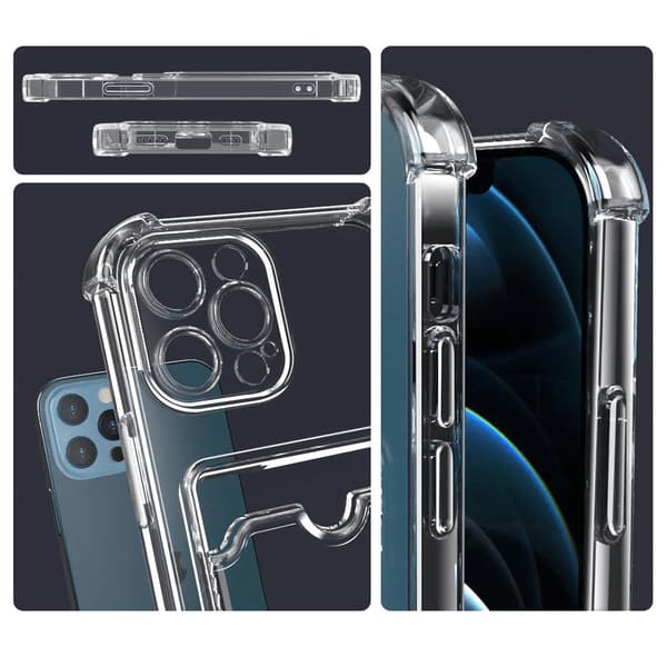 Shockproof Case with Card Holder iPhone 13 - Transparent