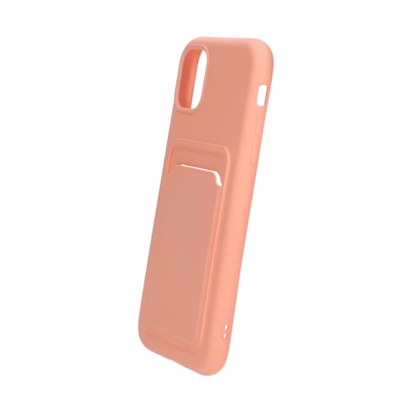 iPhone 11 Silicone Case with Card Holder - Pink