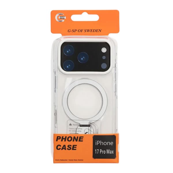Skal Magsafe till iPhone 17 Pro Max - Transparent vit med ringstativ