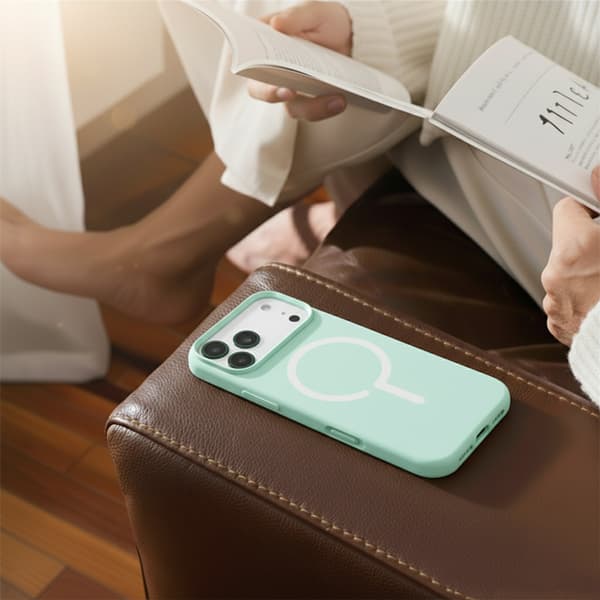 Silicone Mobile Case with Camera Metal Frame for iPhone 17 Pro Max - Green