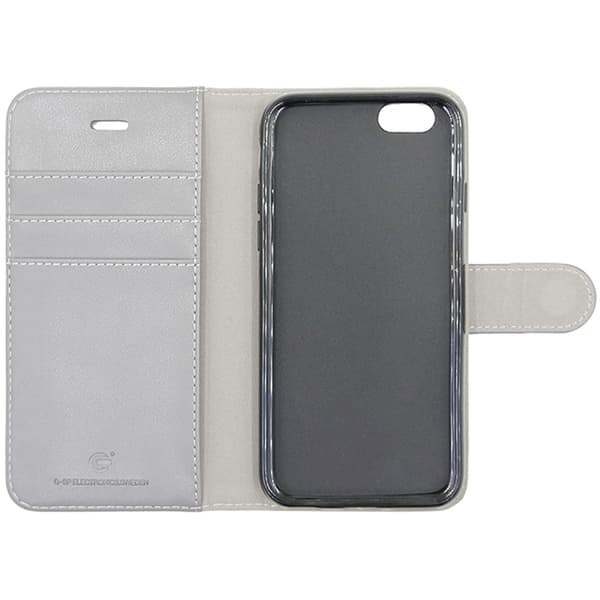 iPhone 6 och iPhone 6S Plånboksfodral Läder med Stativ - Grå