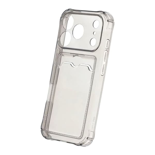 Shockproof Phone Case with Card Holder for iPhone 17 Pro - Black