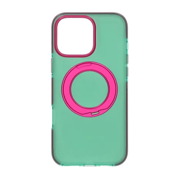 Iridescent Shockproof Case with 360 degree Rotatable Kickstand For iPhone 16 Pro Green