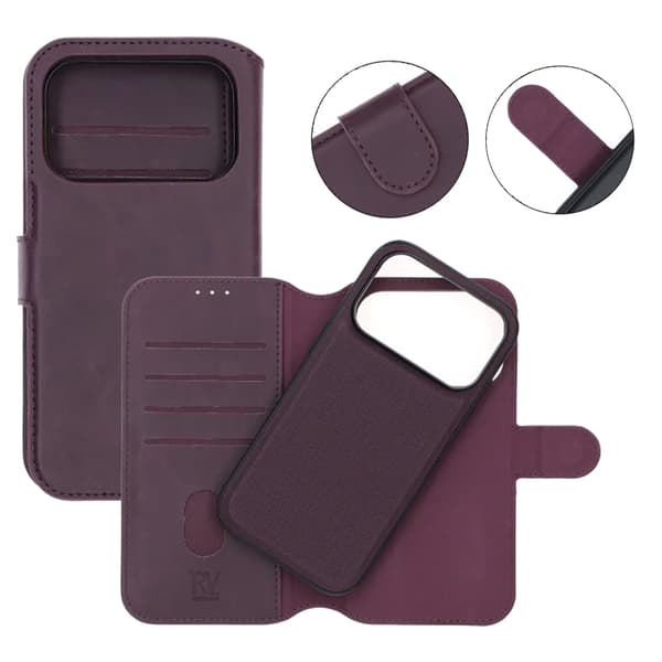 RV Magnetic Wallet Case iPhone 17 Pro Dark Cherry