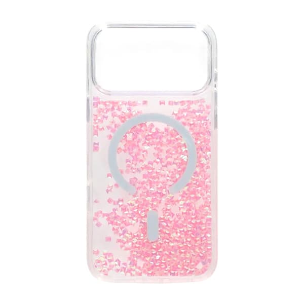 Diamond Quicksand Magnetic Case For iPhone 17 Pro Pink