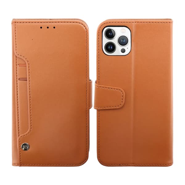 iPhone 14 Pro Max Plånboksfodral Extra Kortfack Rvelon - Brun