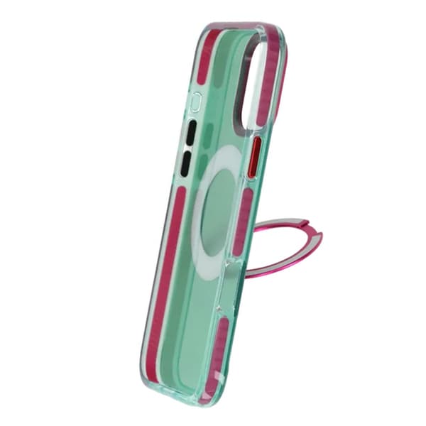 Iridescent Shockproof Case with 360 degree Rotatable Kickstand For iPhone 16 Pro Max Green