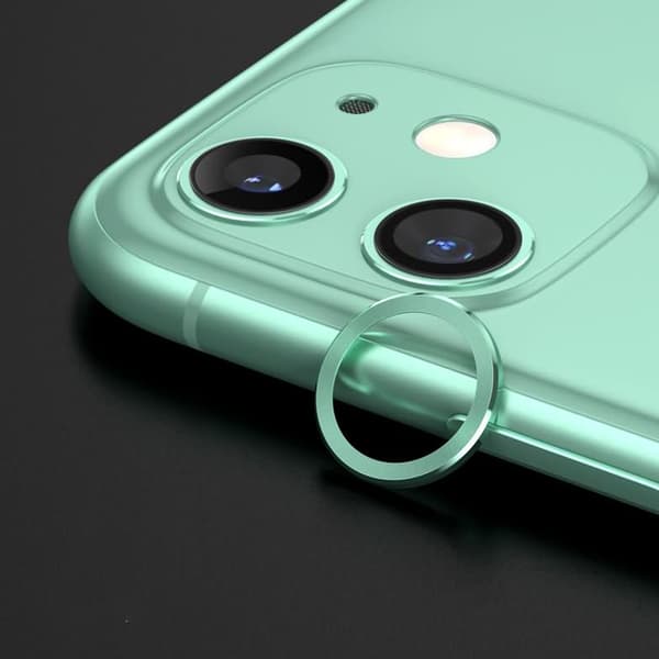 iPhone 12 Linsskydd med Metallram - Grön (2-pack)